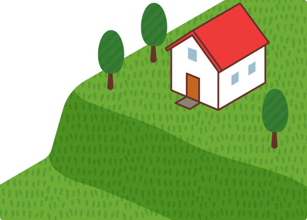 高台にある土地のイラスト