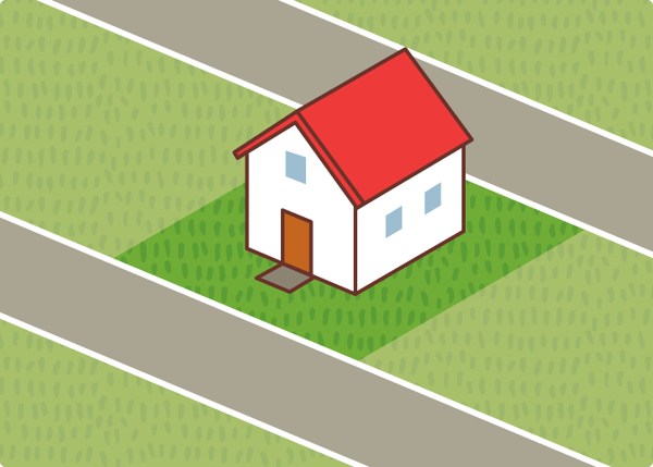 道路に挟まれている土地