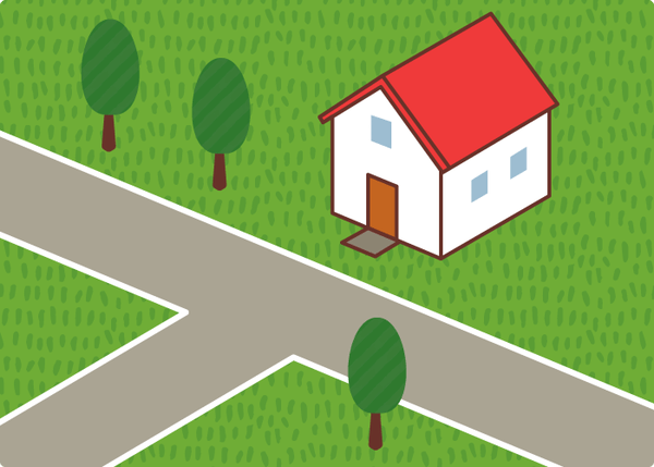 T字路の突き当りの土地